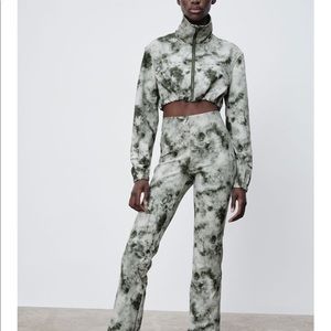 ZARA Tie dye crop sweatshirt and leggings set